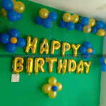 Birthday Room Wall Decoration with Blue & Golden Balloons