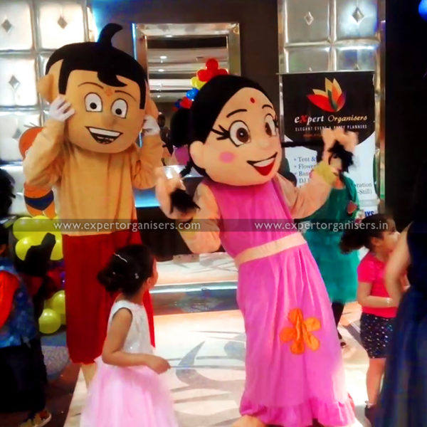 Chhota Bheem and Chutki Cartoon Costumes on Rent for birthday parties in Chandigarh, Mohali, Panchkula, Kharar, Zirakpur.