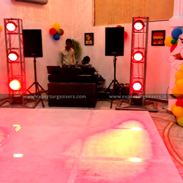 DJ Setup with lights and dance floor for Birthday Parties on Rent in Mohali, Zirakpur, Panchkula, Chandigarh