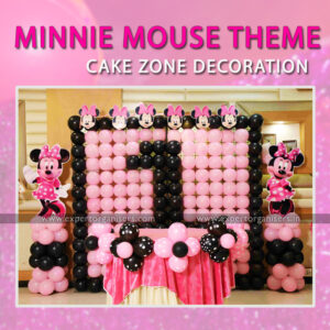 Minnie Mouse Themed Birthday Cake Table Decorations with Minnie theme Cutouts in Chandigarh, Mohali, Panchkula