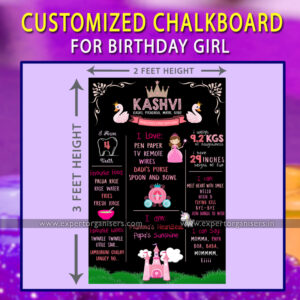 Customized ChalkBoard of Baby Girl for 1st Birthday Party | Chandigarh, Mohali, Panchkula.