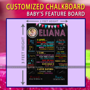 Customized ChalkBoard of Baby Girl for 1st Birthday Party | Chandigarh, Mohali, Panchkula.