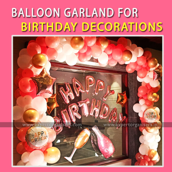 Terrace wall Decoration for Birthday with Balloon Garland and fairy Lights in Chandigarh, Mohali, Panchkula, Zirakpur