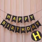 Happy Birthday Banner Bunting Flag – Black