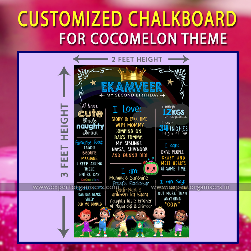 COCOMELON Theme Chalkboard for kids birthday party in chandigarh mohali panchkula