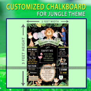 Customized Jungle Theme Chalkboard for Birthday Party in Chandigarh, Mohali, Panchkula.