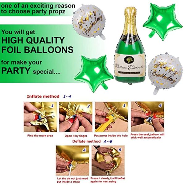 Champagne Bottle Foil Balloon Kit with Stars for Birthday Party in Chandigarh Mohali Panchkula