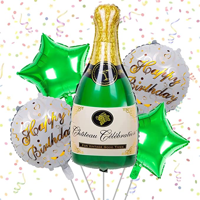 Champagne Bottle Foil Balloon Kit with Stars for Birthday Party in Chandigarh Mohali Panchkula
