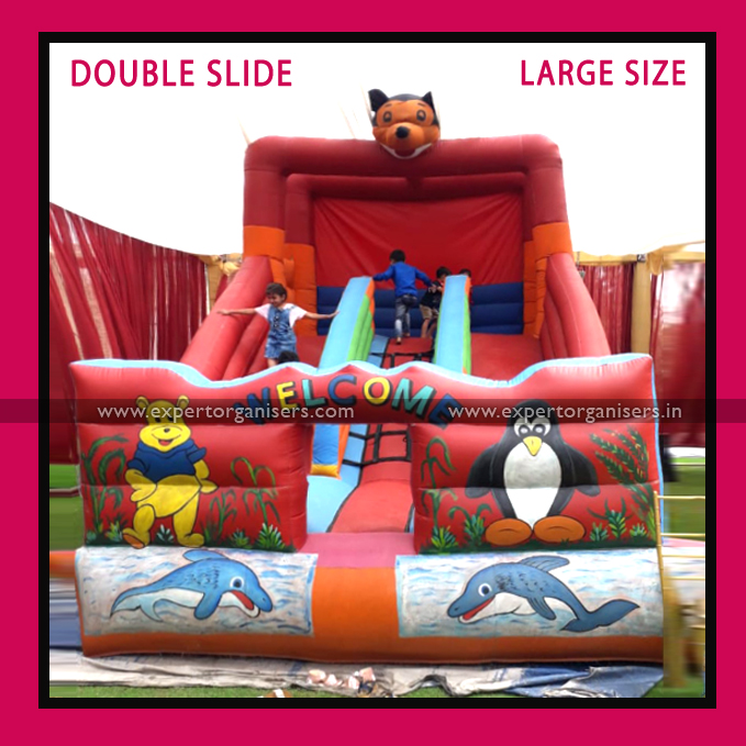 Double Slide Bouncy for Kids Birthday Party in Chandigarh, Mohali, Panchkula, Zirakpur