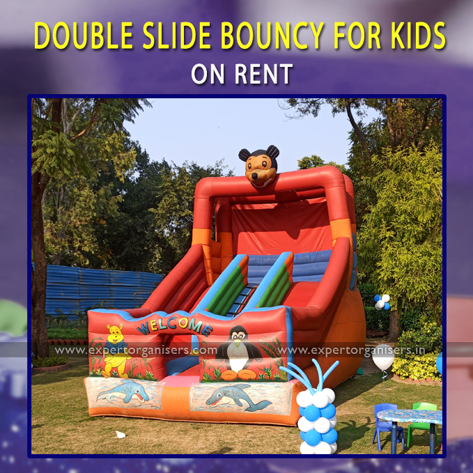 Double Slide Bouncy for Kids Birthday Party in Chandigarh, Mohali, Panchkula, Zirakpur