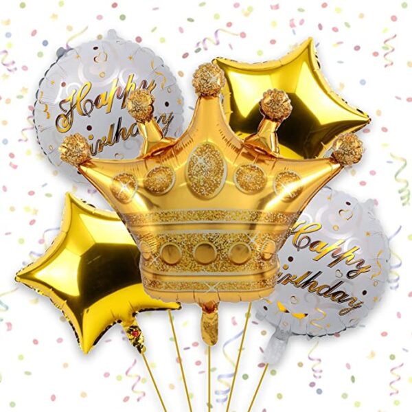 Golden Crown with Happy Birthday Foil Balloons Kit Chandigarh Mohali Panchkula