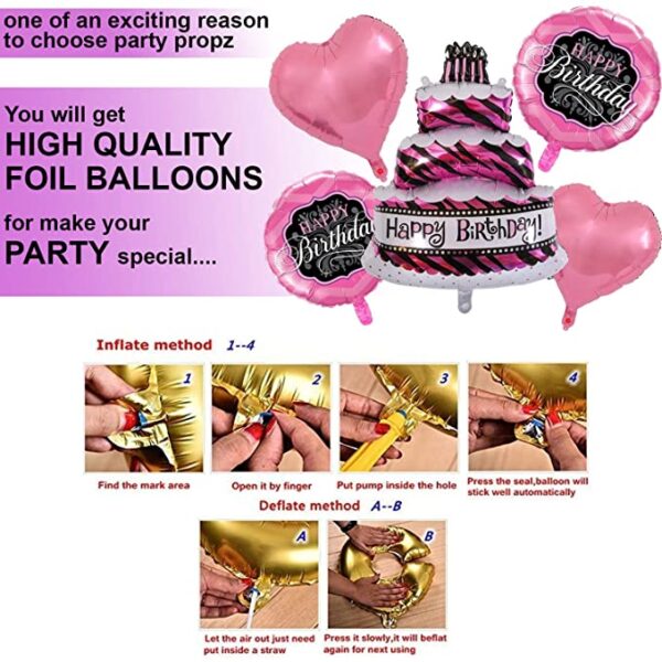 Happy Birthday mentioned Cake Shape Balloon and round foil Balloons for Birthday Party in Chandigarh Mohali, Panchkula, Zirakpur