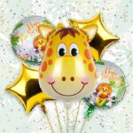 Jungle Theme Giraffe Foil Balloons Kit for Birthday Party