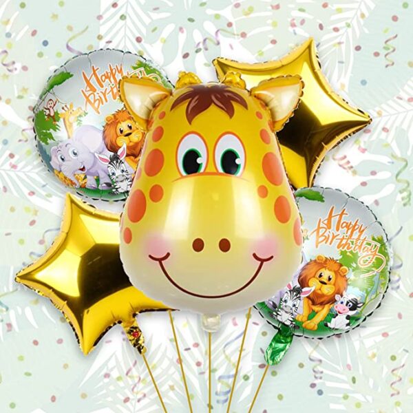 Jungle theme Giraffe Face Foil Balloon Kit in Large Size for Birthday Party in Chandigarh, Mohali, Panchkula