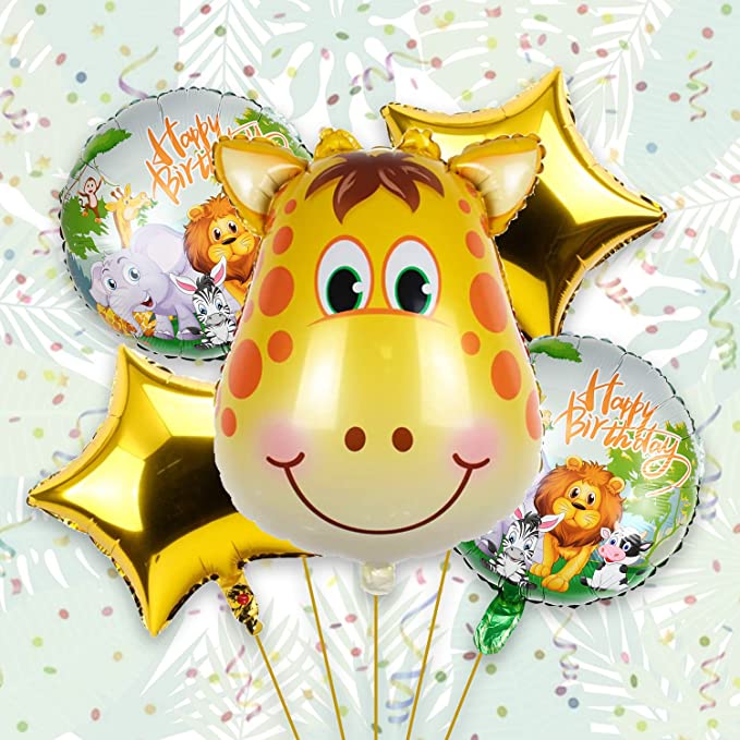 Jungle Theme Giraffe Foil Balloons Kit for Birthday Party