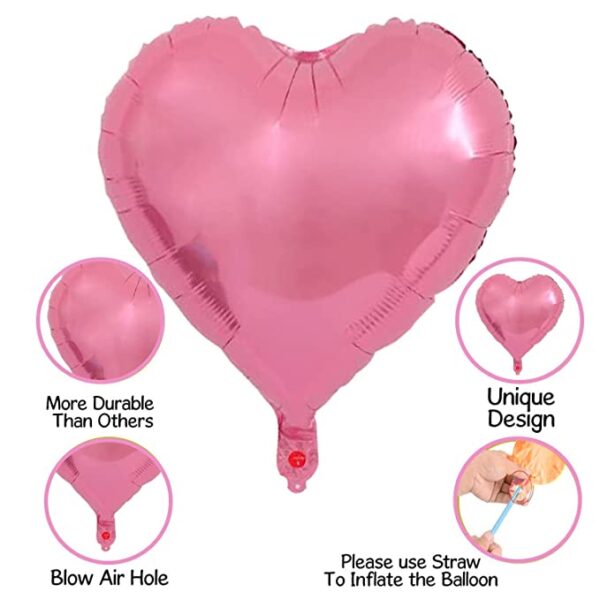 Pink Heart Shape foil Balloon for Birthday Party, Valentine Party in Chandigarh, Mohali, Panchkula, Zirakpur