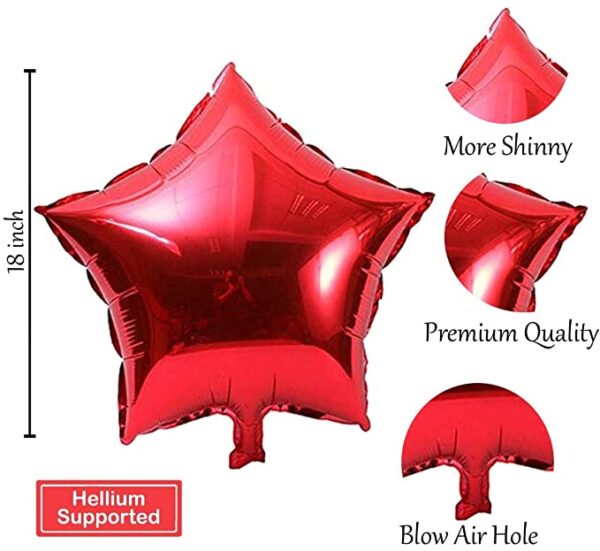 Red star foil balloons for birthday party in Chandigarh, Mohali, Panchkula, Zirakpur