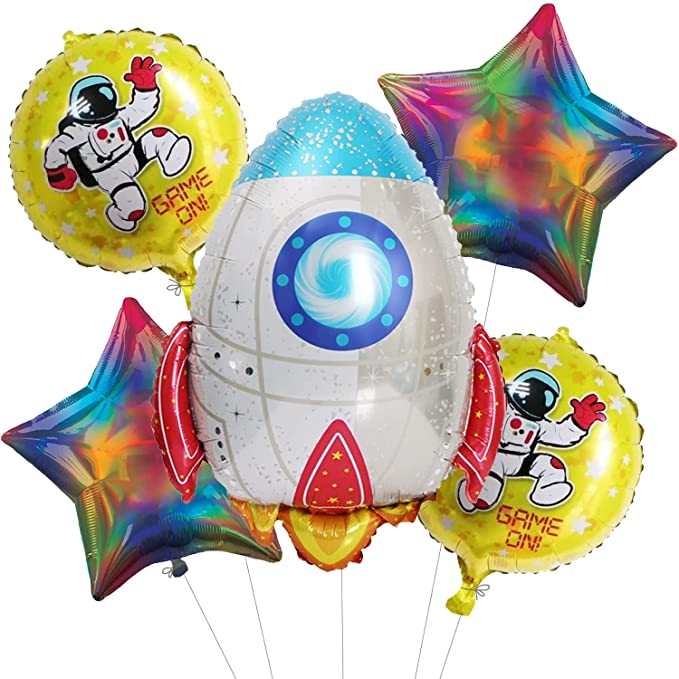Space Theme – Rocket Foil Balloons Kit – Set of 5