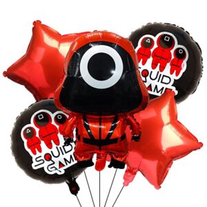 Squid Game Theme Foil Balloons Kit – Set of 5