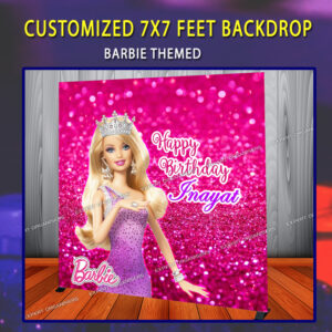 customized Barbie themed cake table backdrop for birthday party near me