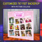 Customized Cake Table Backdrop with Baby Collage
