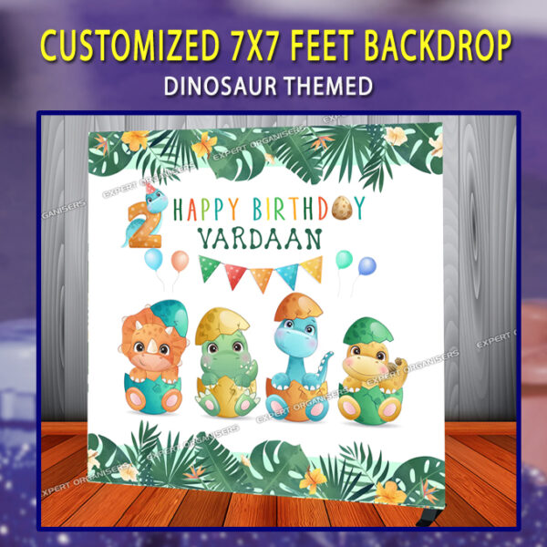 Cute Dinosaur Theme Customized Cake Table backdrop for Birthday Party in Chandigarh