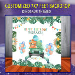 Cute Dinosaur theme Backdrop for Birthday Party