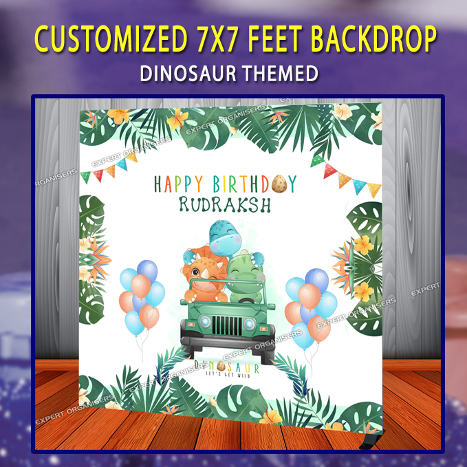 Cute Dinosaur Theme Customized Cake Table backdrop for Birthday Party in Chandigarh