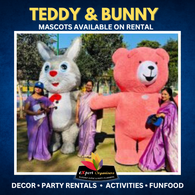 Teddy & Bunny Mascot on Rental for Kids Parties