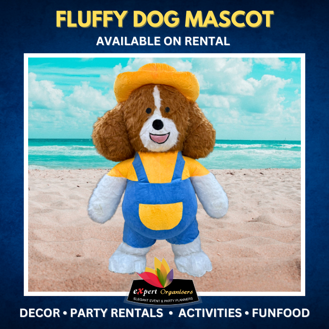Fluffy Dog Mascot on rent