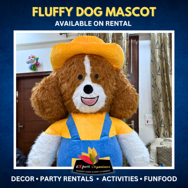 Fluffy Dog Mascot on Rent