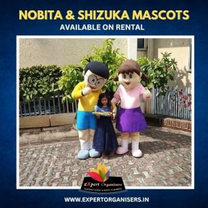 Nobita & Shizuka Mascot on Rent for Birthday Parties or Corporate Events in Bangalore