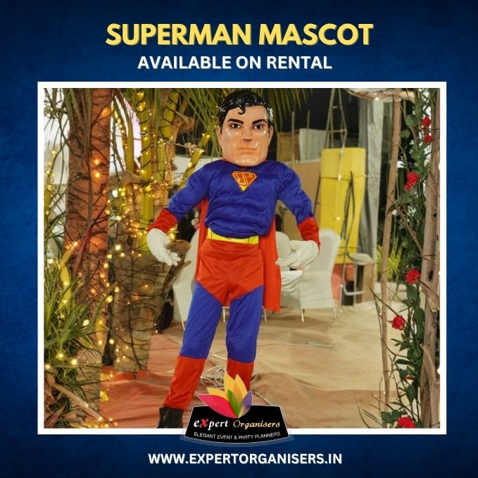 SuperMan Mascot on Rent for Birthday Parties or Corporate Events in Mumbai