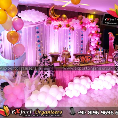 Star and Moon theme Decoration for 1st Birthday Party of Kashvi in Chandigarh